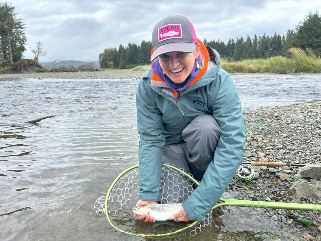 CutthroatCarrie Caroline from Washington with a cutthroat trout.